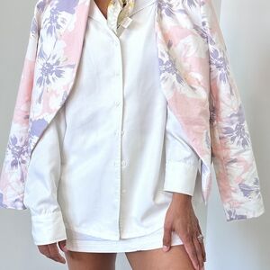 Simply Styled Pastel Floral Cotton Blazer in Pink & Lavender Easter Outfit Large